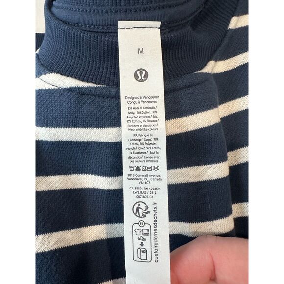 NWT Lululemon Perfectly Oversized Fleece Crew Sweatshirt Yachtie Stripe Size Med - Picture 7 of 7
